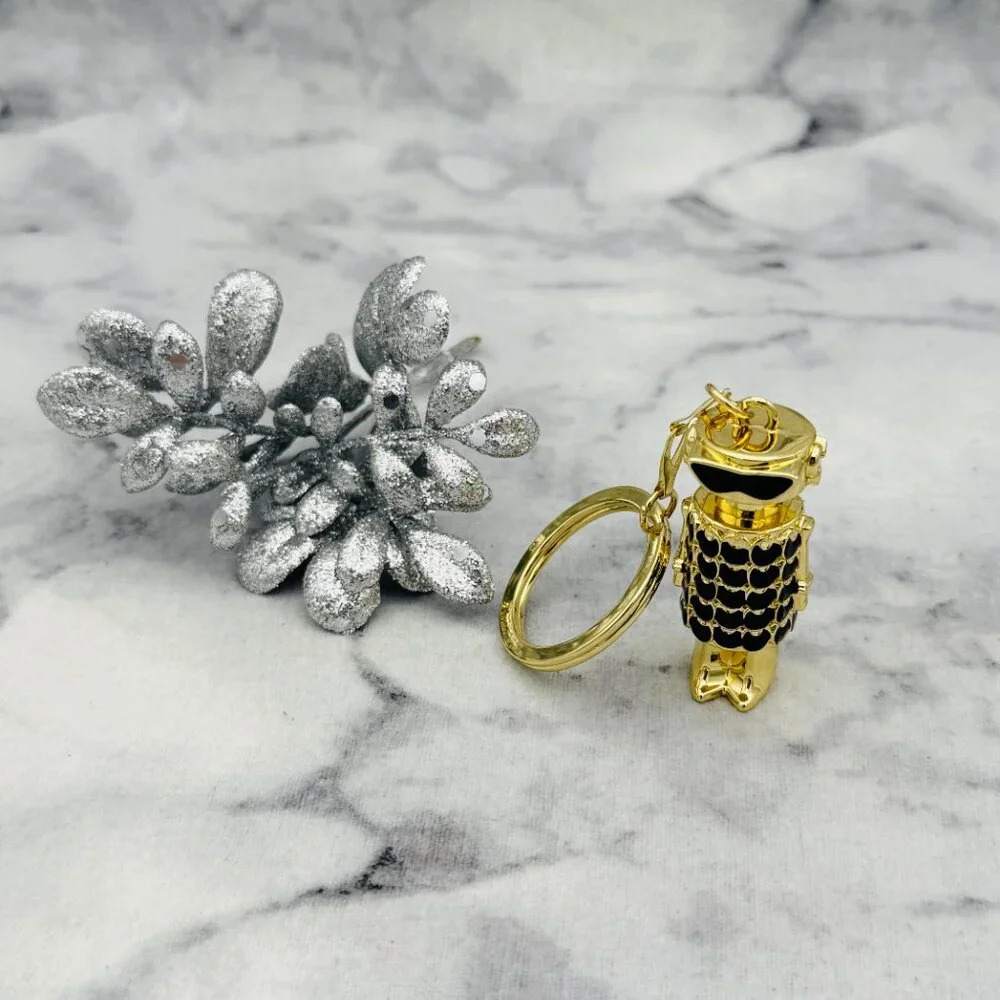 Paco Rabanne Phantom Robot Keychain, Gold & Black Metal Logo Design,4x1.5 in-NEW
